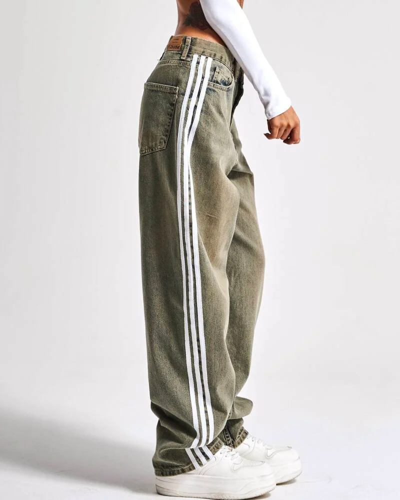 Lace Striped Jeans
