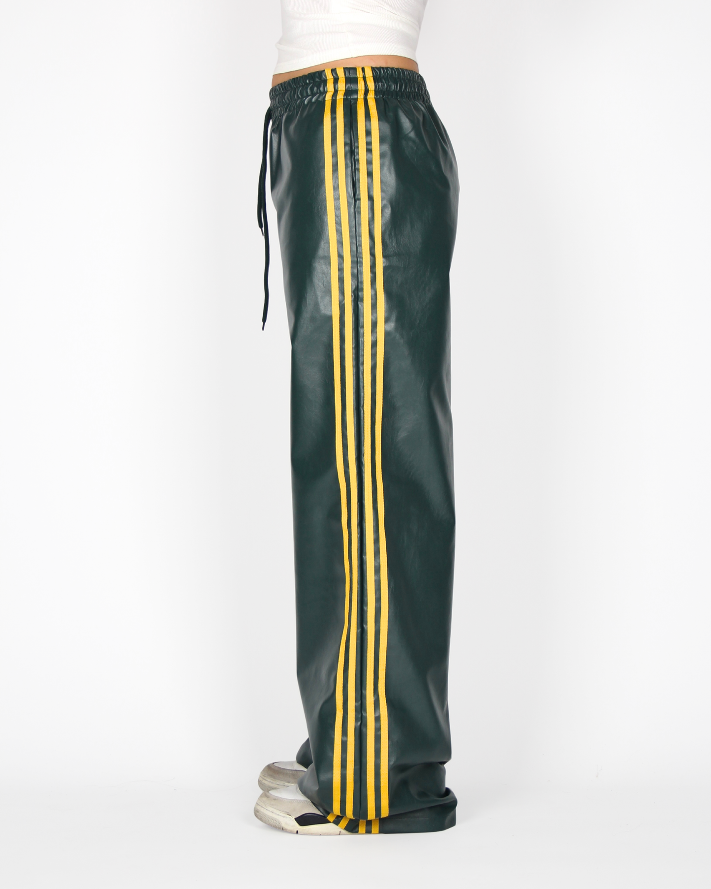 MTL Striped Leather Pants Green