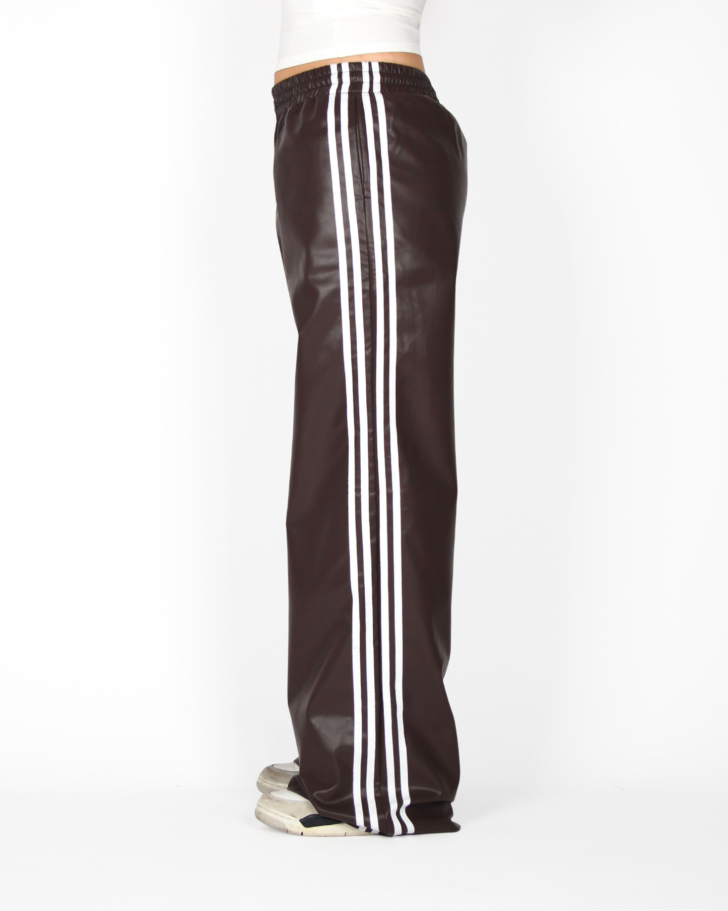 MTL Striped Leather Pants Brown